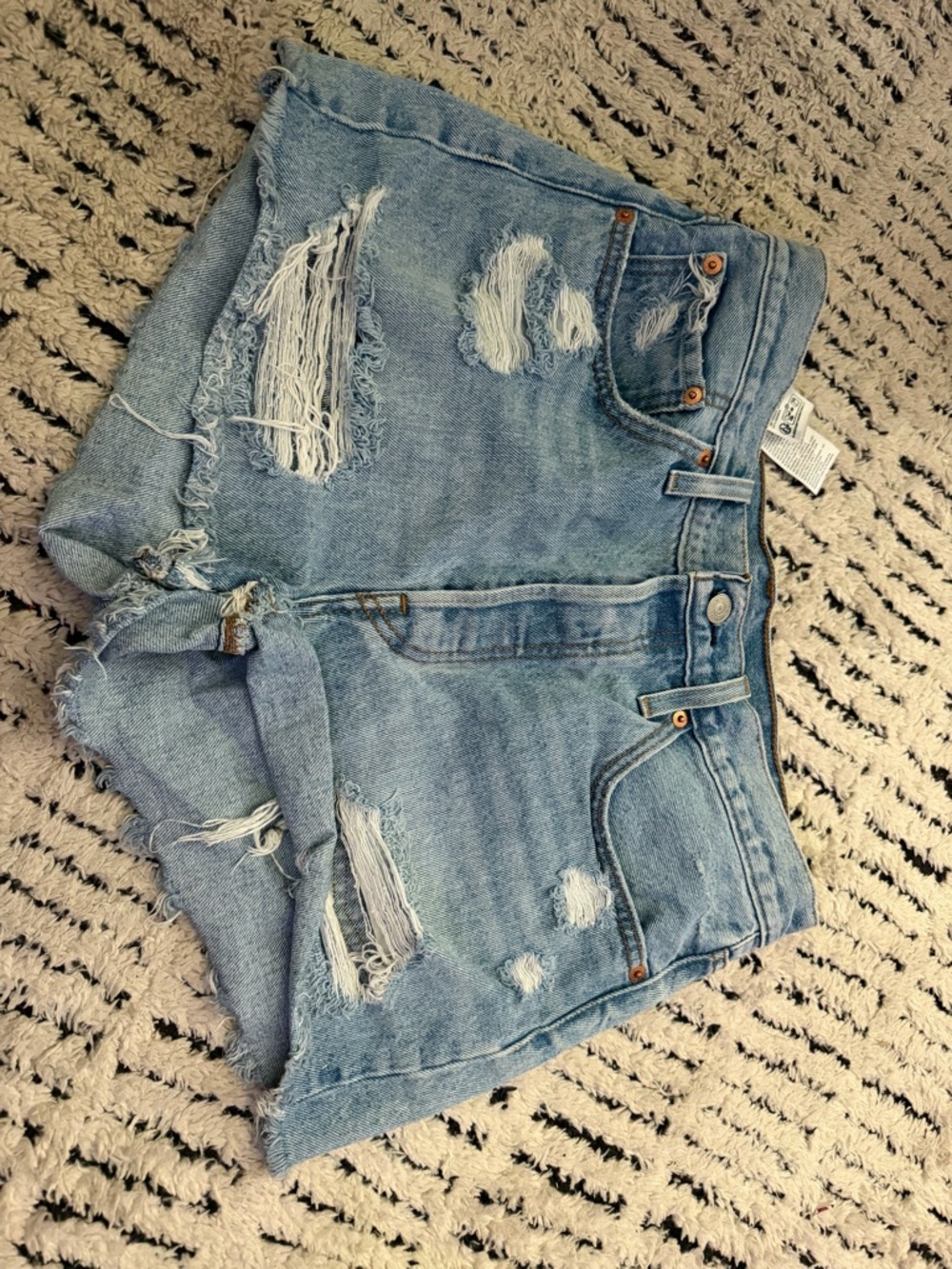 Levi’s 501 Distressed Light Blue Denim Shorts for Women